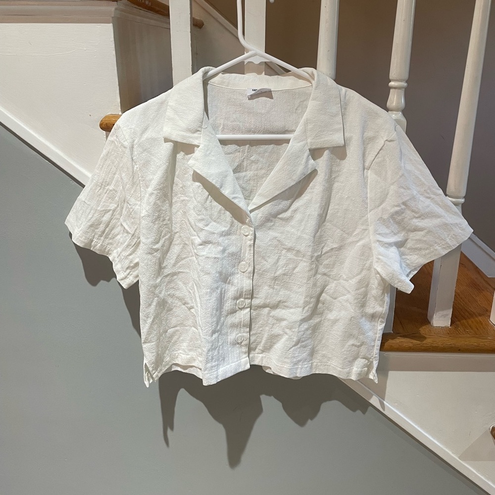 Cotton On Off-White Button Up Top